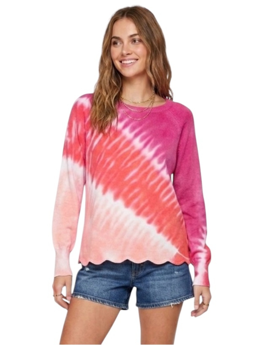 Design 365 Pink and Orange Tie Dye Sweater Size Large
